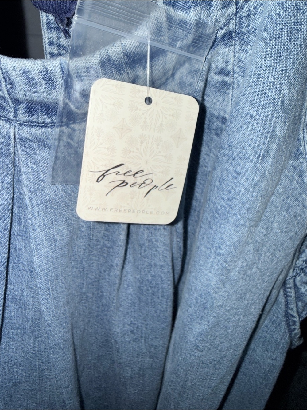 Free People Marcel Lakeside Mini Dress pleated swingy Denim NWT Sz. L - Picture 6 of 6